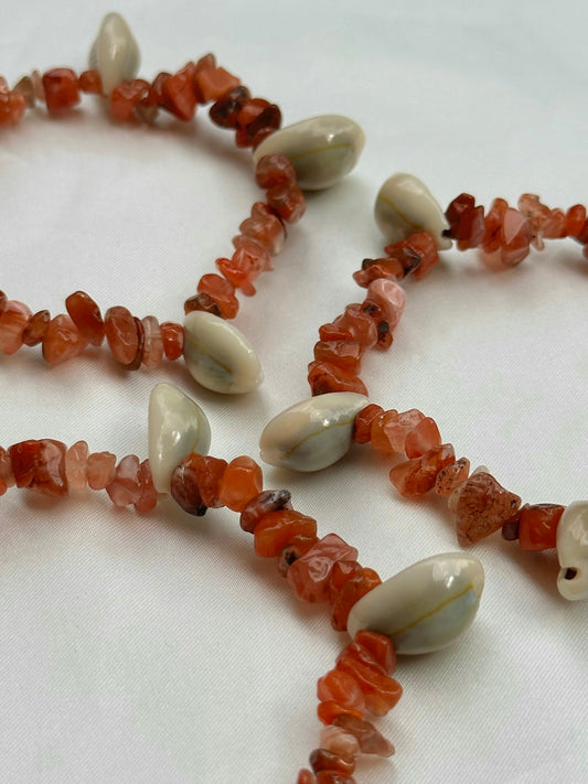 Carnelian Cowrie Shell Crystal Bracelet