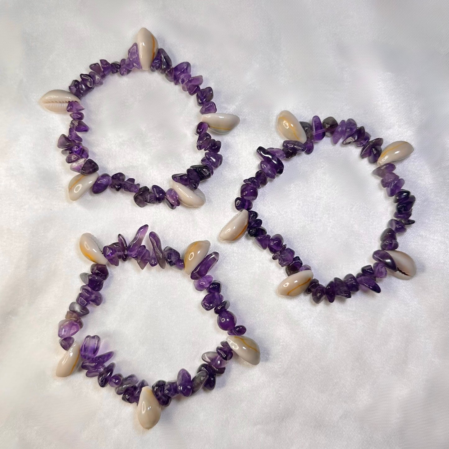 Amethyst Cowrie Shell Crystal Bracelet