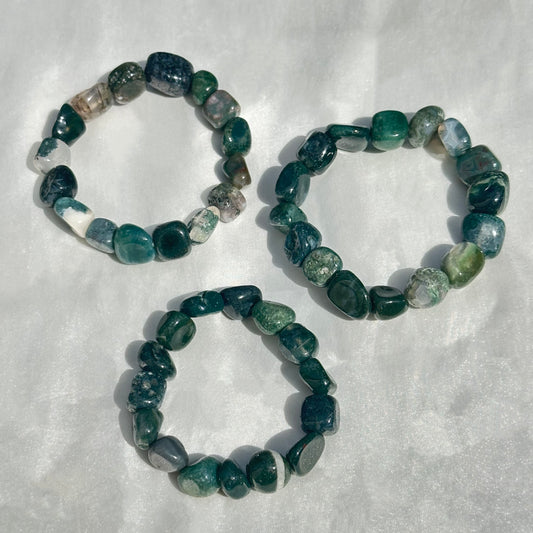 Tumbled Moss Agate Crystal Bracelet
