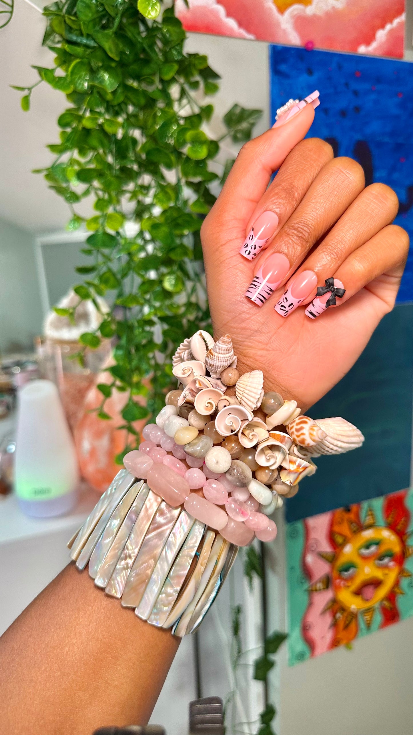 Rose Quartz Nugget Crystal Bracelet