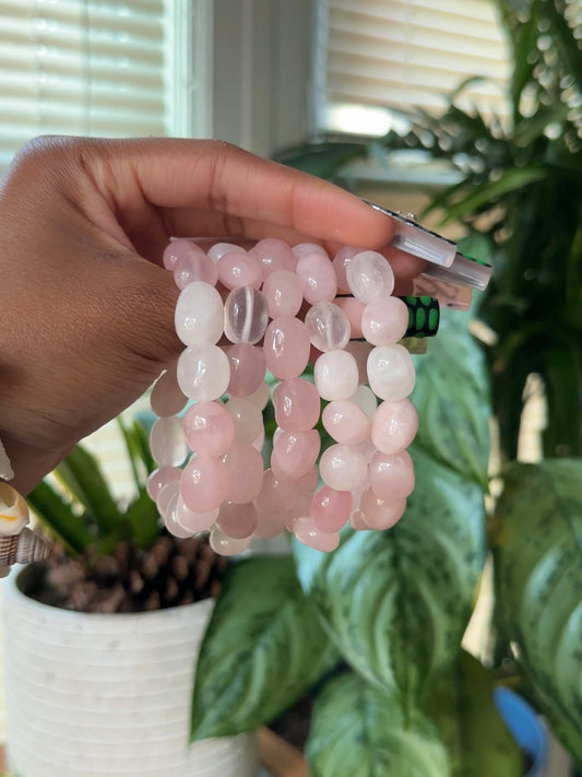 Tumbled Rose Quartz Crystal Bracelet