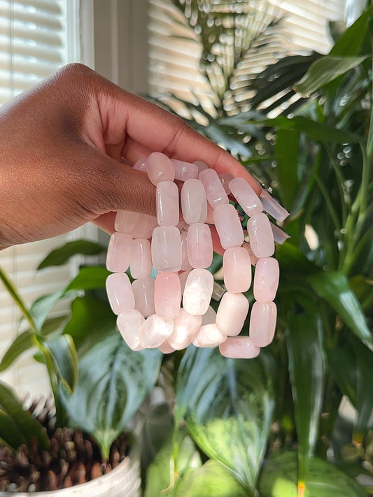 Rose Quartz Nugget Crystal Bracelet