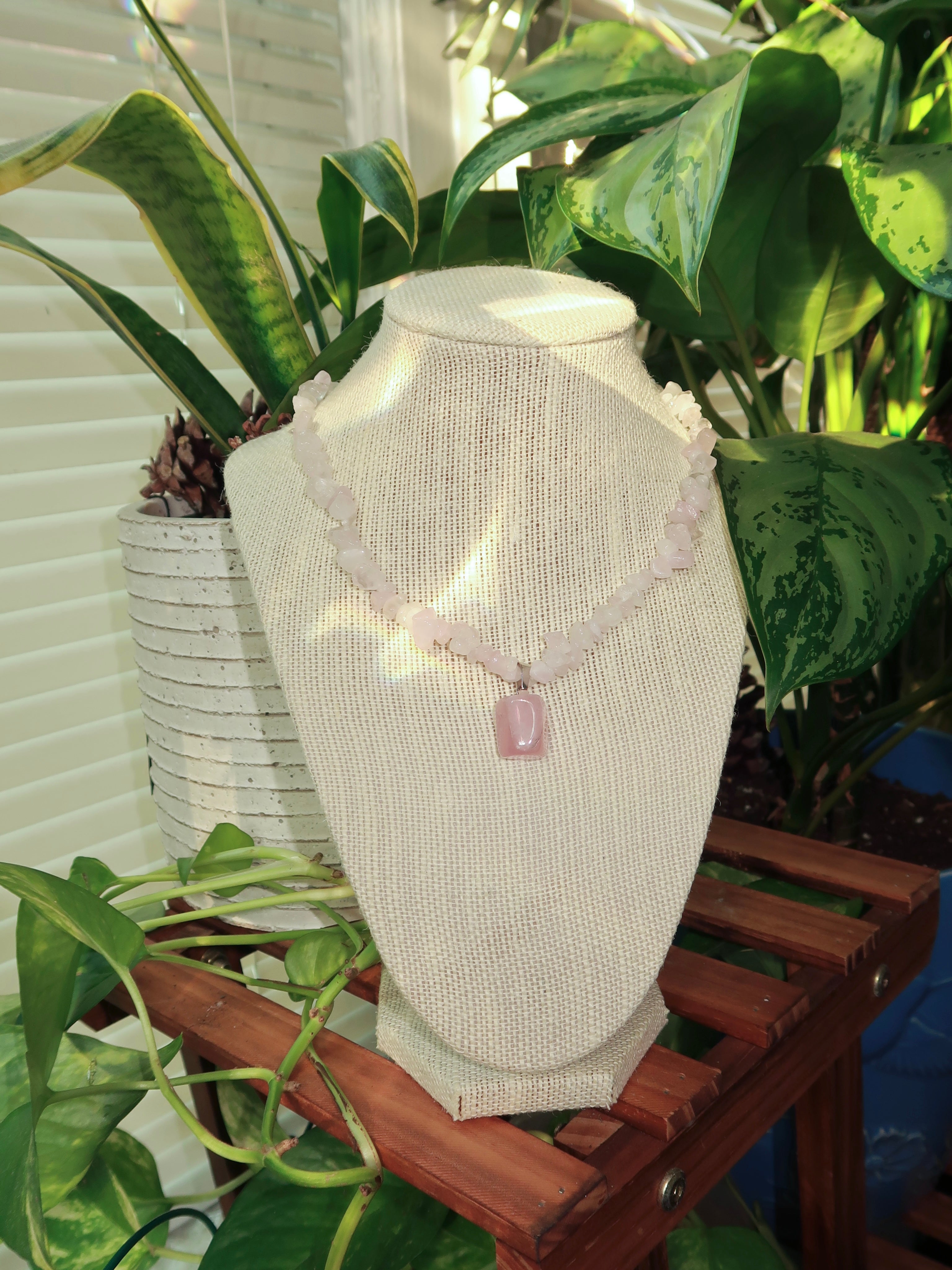 Rose Quartz Crystal Necklace A