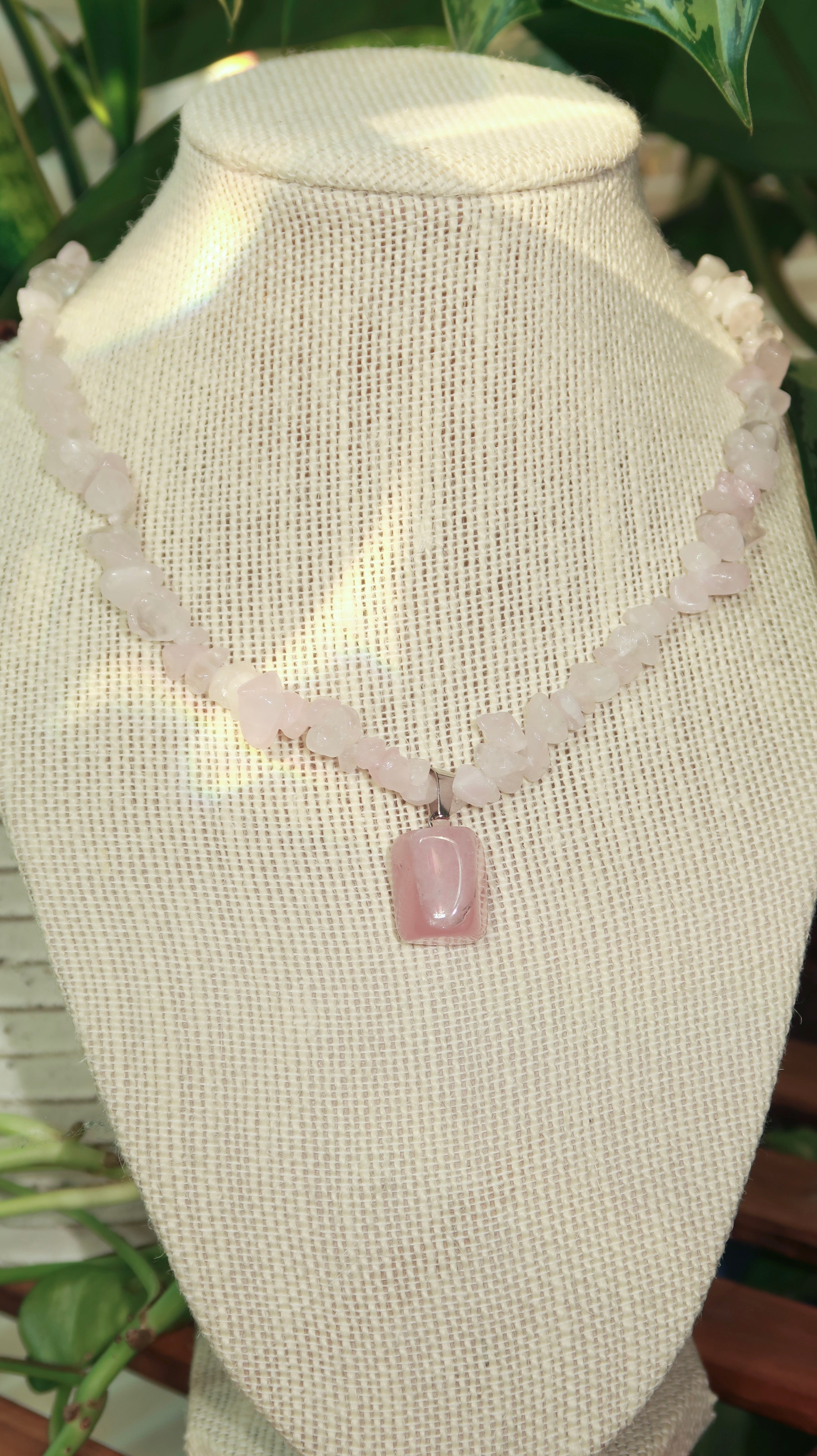 Rose Quartz Crystal Necklace A