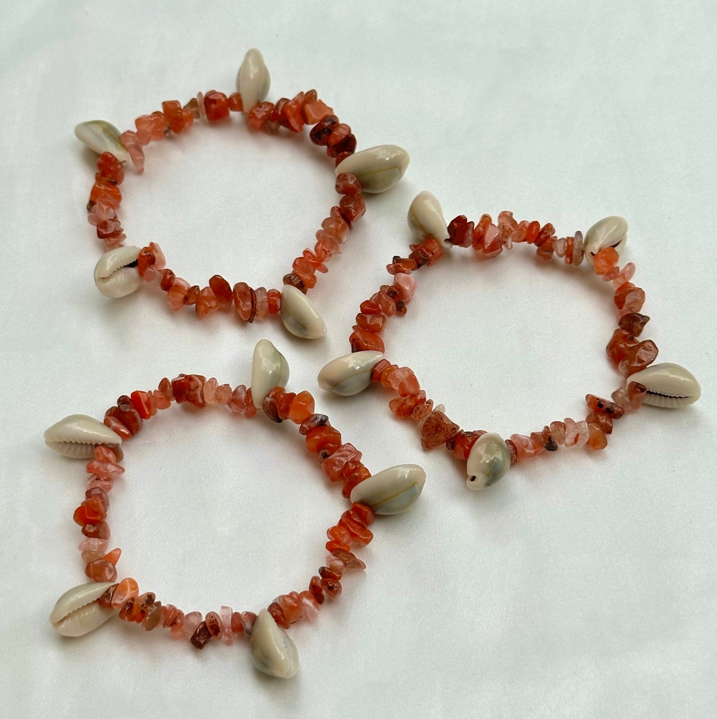 Carnelian Cowrie Shell Crystal Bracelet