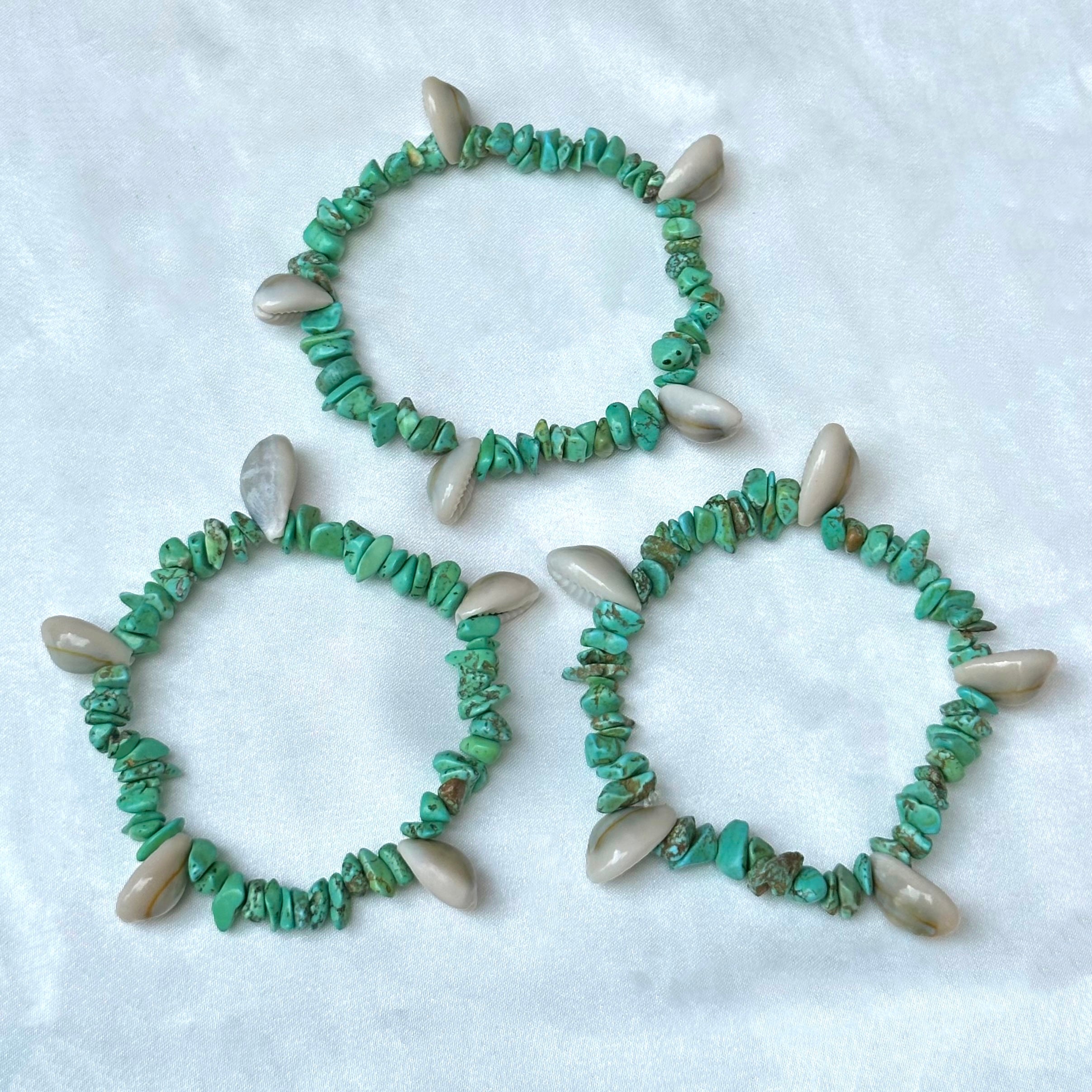 Turquoise Cowrie Shell Gemstone Bracelet