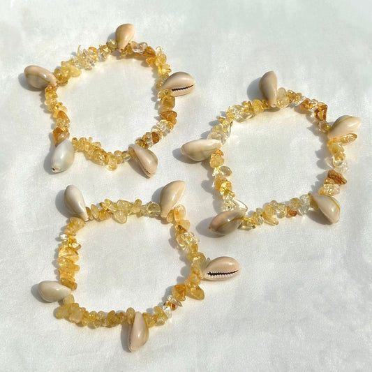 Honey Citrine Cowrie Shell Crystal Bracelet