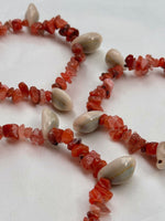Load image into Gallery viewer, Red Agate Cowrie Shell Crystal Bracelet
