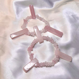 Rose Quartz Crystal Points Bracelet