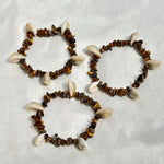 Load image into Gallery viewer, Tigers Eye Cowrie Shell Crystal Bracelet
