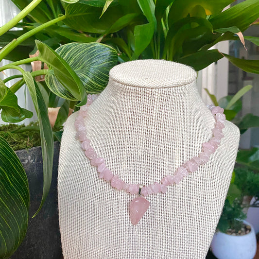 Rose Quartz Crystal Necklace B