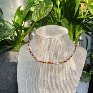 Rainbow Pearls Choker