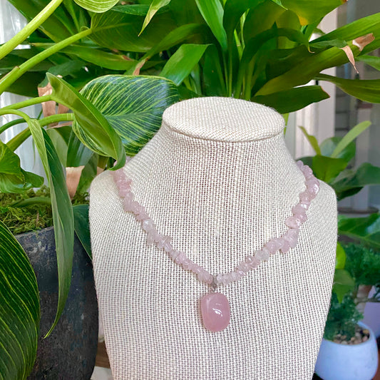 Rose Quartz Crystal Necklace C